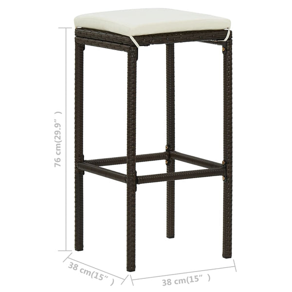 vidaXL Tabourets de bar avec coussins 2 pcs Marron résine tressée