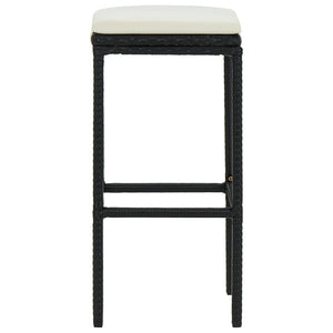 Barhocker mit Kissen 2 Stk. Schwarz Poly Rattan