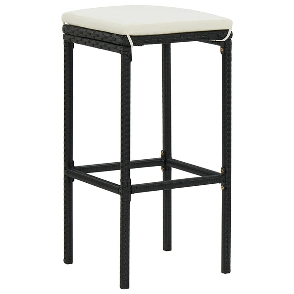 Barhocker mit Kissen 3 Stk. Schwarz Poly Rattan