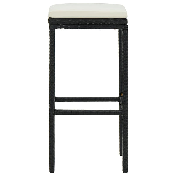 Barhocker mit Kissen 3 Stk. Schwarz Poly Rattan
