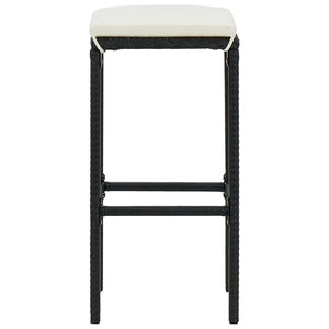 Barhocker mit Kissen 3 Stk. Schwarz Poly Rattan