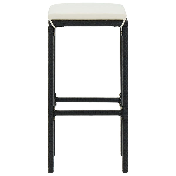 Barhocker mit Kissen 3 Stk. Schwarz Poly Rattan