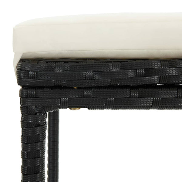 Barhocker mit Kissen 3 Stk. Schwarz Poly Rattan