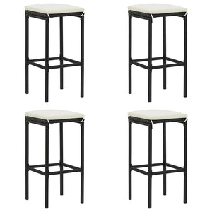 vidaXL Tabourets de bar avec coussins 4 pcs Noir Résine tressée