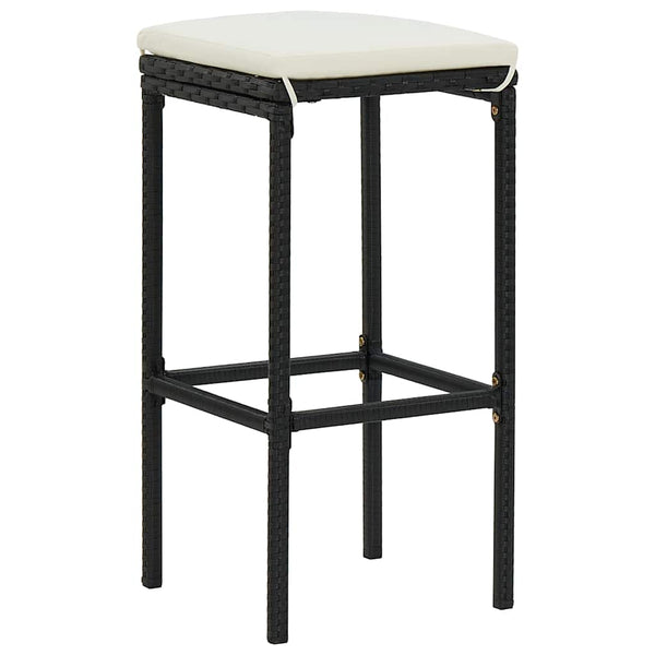 vidaXL Tabourets de bar avec coussins 4 pcs Noir Résine tressée
