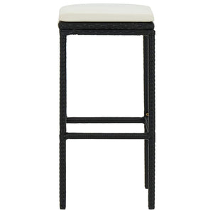 vidaXL Tabourets de bar avec coussins 4 pcs Noir Résine tressée