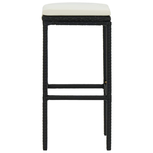 vidaXL Tabourets de bar avec coussins 4 pcs Noir Résine tressée