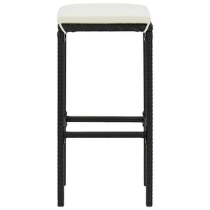 vidaXL Tabourets de bar avec coussins 4 pcs Noir Résine tressée