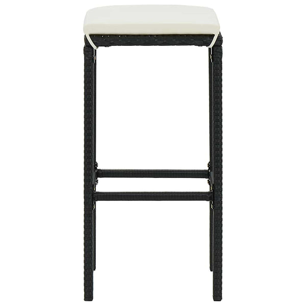 vidaXL Tabourets de bar avec coussins 4 pcs Noir Résine tressée