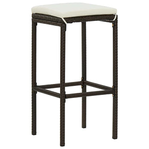 Barhocker mit Kissen 6 Stk. Braun Poly Rattan