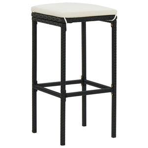 vidaXL Tabourets de bar avec coussins 6 pcs résine tressée noir