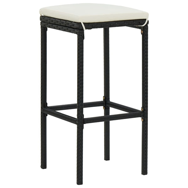 vidaXL Tabourets de bar avec coussins 6 pcs résine tressée noir
