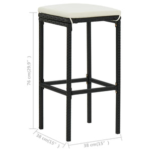 vidaXL Tabourets de bar avec coussins 6 pcs résine tressée noir