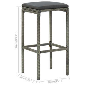 Barhocker mit Kissen 6 Stk. Grau Poly Rattan