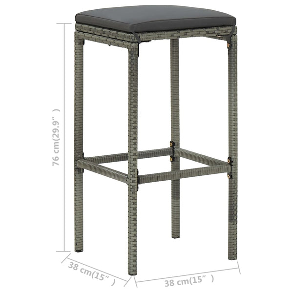 Barhocker mit Kissen 6 Stk. Grau Poly Rattan
