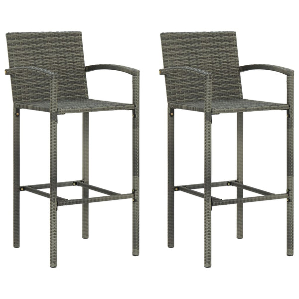 vidaXL Tabourets de bar 2 pcs Gris Résine tressée