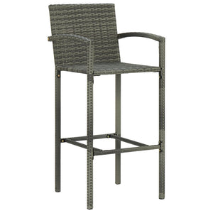 vidaXL Tabourets de bar 2 pcs Gris Résine tressée