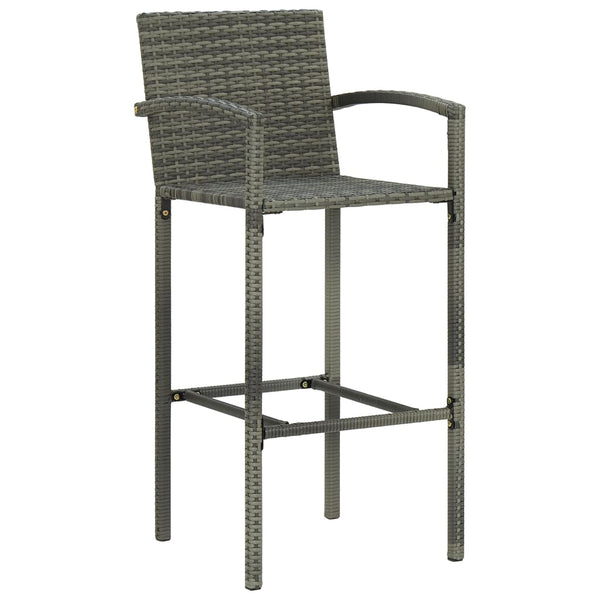 vidaXL Tabourets de bar 2 pcs Gris Résine tressée