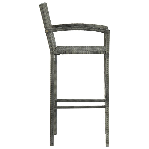 vidaXL Tabourets de bar 2 pcs Gris Résine tressée
