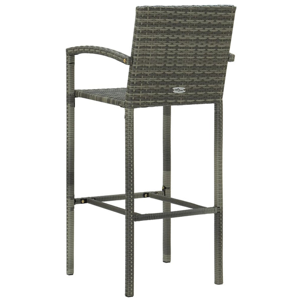 vidaXL Tabourets de bar 2 pcs Gris Résine tressée
