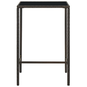 Garten-Bartisch Braun 70x70x110 cm Poly Rattan und Glas
