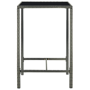 Garten-Bartisch Grau 70x70x110 cm Poly Rattan und Glas