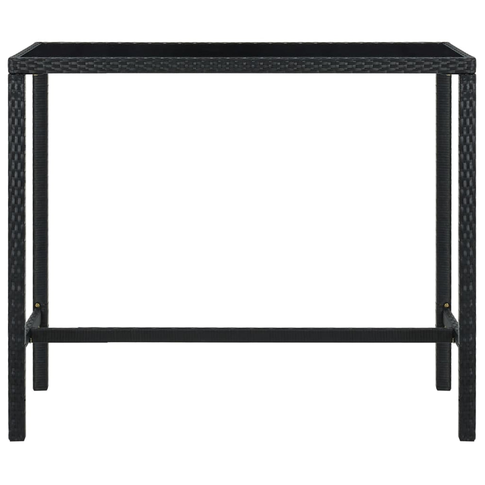 Garten-Bartisch Schwarz 130x60x110 cm Poly Rattan und Glas
