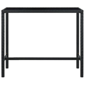 Garten-Bartisch Schwarz 130x60x110 cm Poly Rattan und Glas