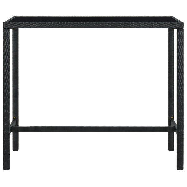 Garten-Bartisch Schwarz 130x60x110 cm Poly Rattan und Glas