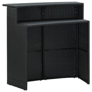 Garten-Bartisch Schwarz 120x55x110 cm Poly Rattan