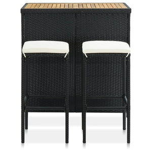 3-tlg. Bar-Set Poly Rattan Schwarz