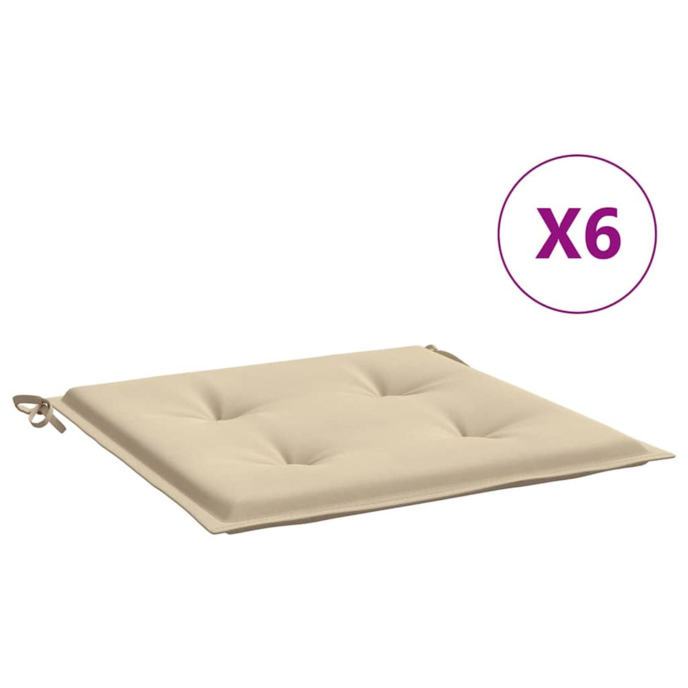 vidaXL Garden Chair Cushions 6 pcs Beige 40x40x4 cm Oxford Fabric