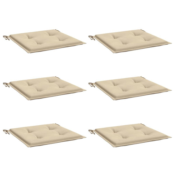 Gartenstuhl-Kissen 6 Stk. Beige 40x40x4 cm Oxford-Gewebe