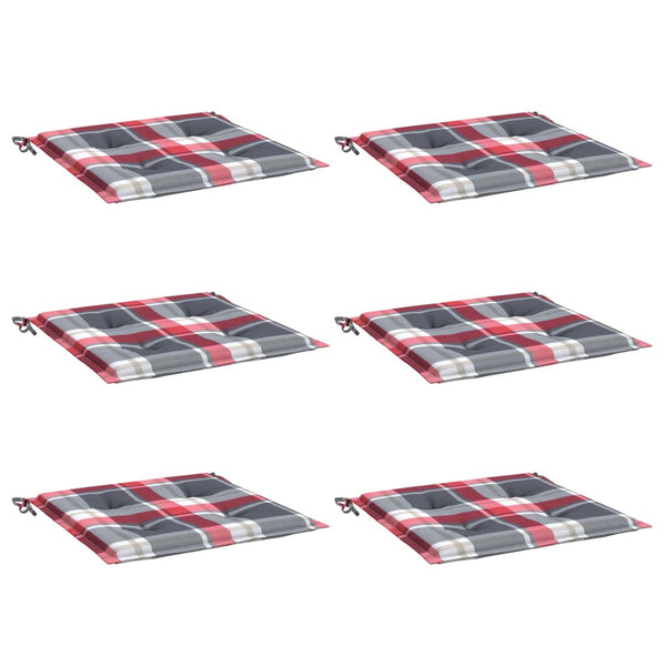 Gartenstuhl-Kissen 6Stk. Rot Karomuster 40x40x4cm Oxford-Gewebe