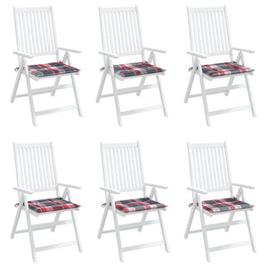 Gartenstuhl-Kissen 6Stk. Rot Karomuster 40x40x4cm Oxford-Gewebe