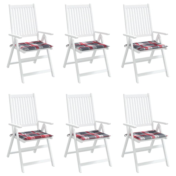 Gartenstuhl-Kissen 6Stk. Rot Karomuster 40x40x4cm Oxford-Gewebe