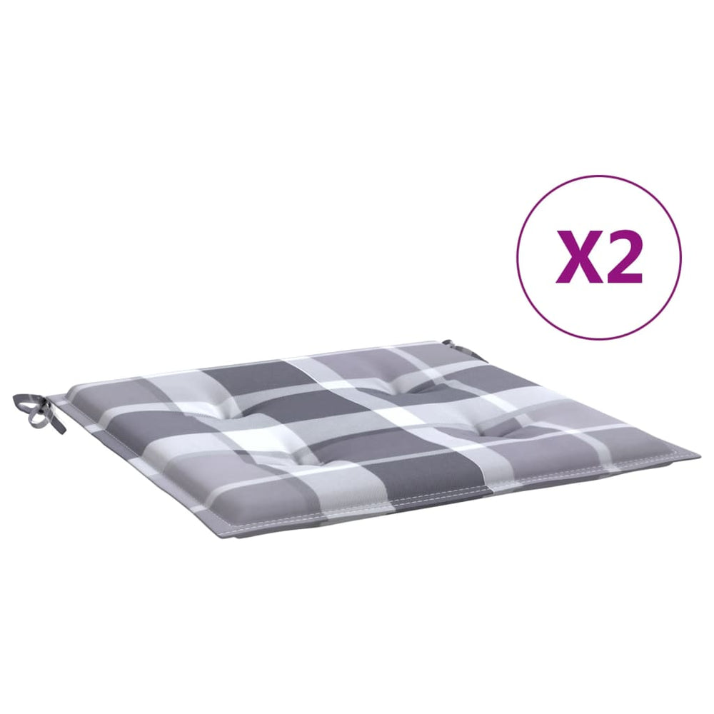 vidaXL Outdoor Chair Cushions 2 pcs. Grey Plaid 40x40x4 cm