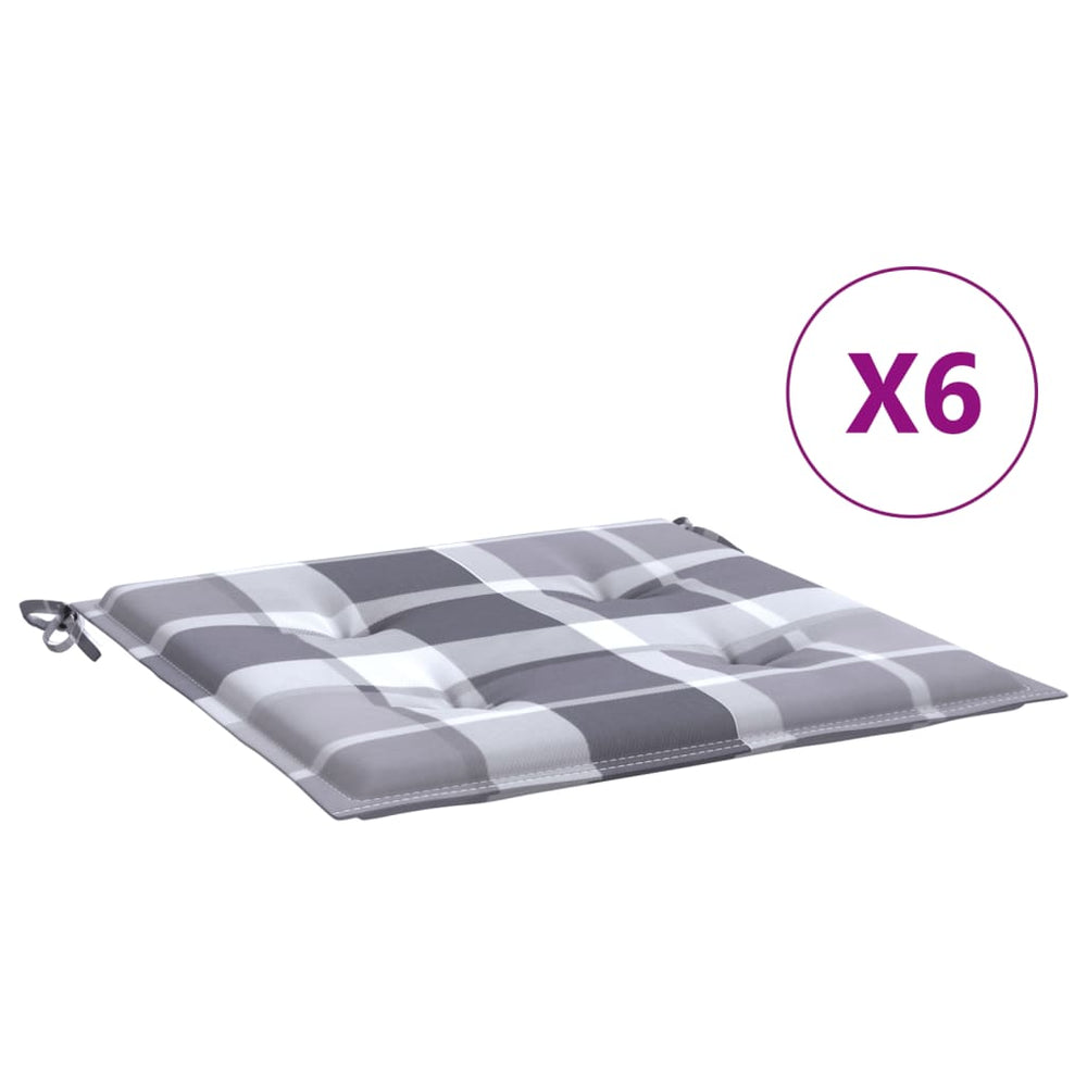 vidaXL Garden Chair Cushions 6 pcs. Grey Checkered 40x40x4 cm