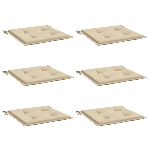 vidaXL Coussins de chaise de jardin 6 pcs Beige 50x50x4 cm Tissu Oxford