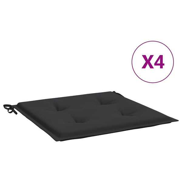 vidaXL Coussins de chaise de jardin 4 pcs Noir 50x50x3 cm Tissu Oxford