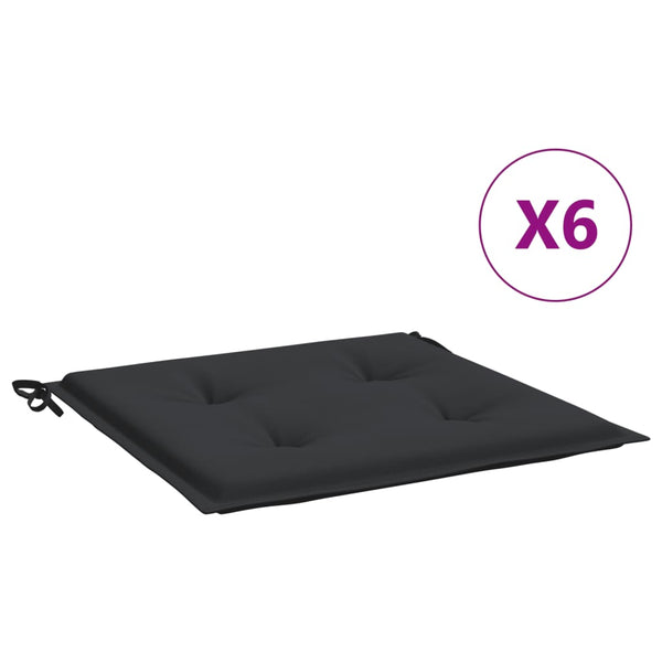 Gartenstuhl-Kissen 6 Stk. Schwarz 50x50x4 cm Oxford-Gewebe