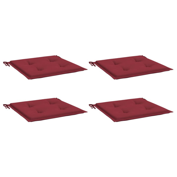 vidaXL Coussins de chaise de jardin 4 pcs Rouge vin 50x50x4 cm Tissu Oxford