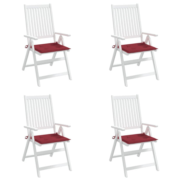 vidaXL Coussins de chaise de jardin 4 pcs Rouge vin 50x50x4 cm Tissu Oxford