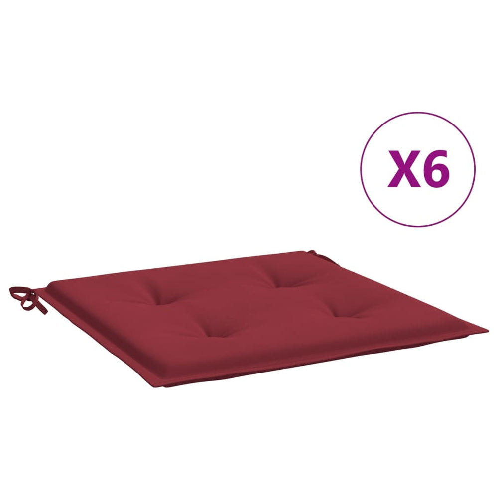 vidaXL Garden Chair Cushions 6 pcs Wine Red 50x50x4 cm Oxford Fabric