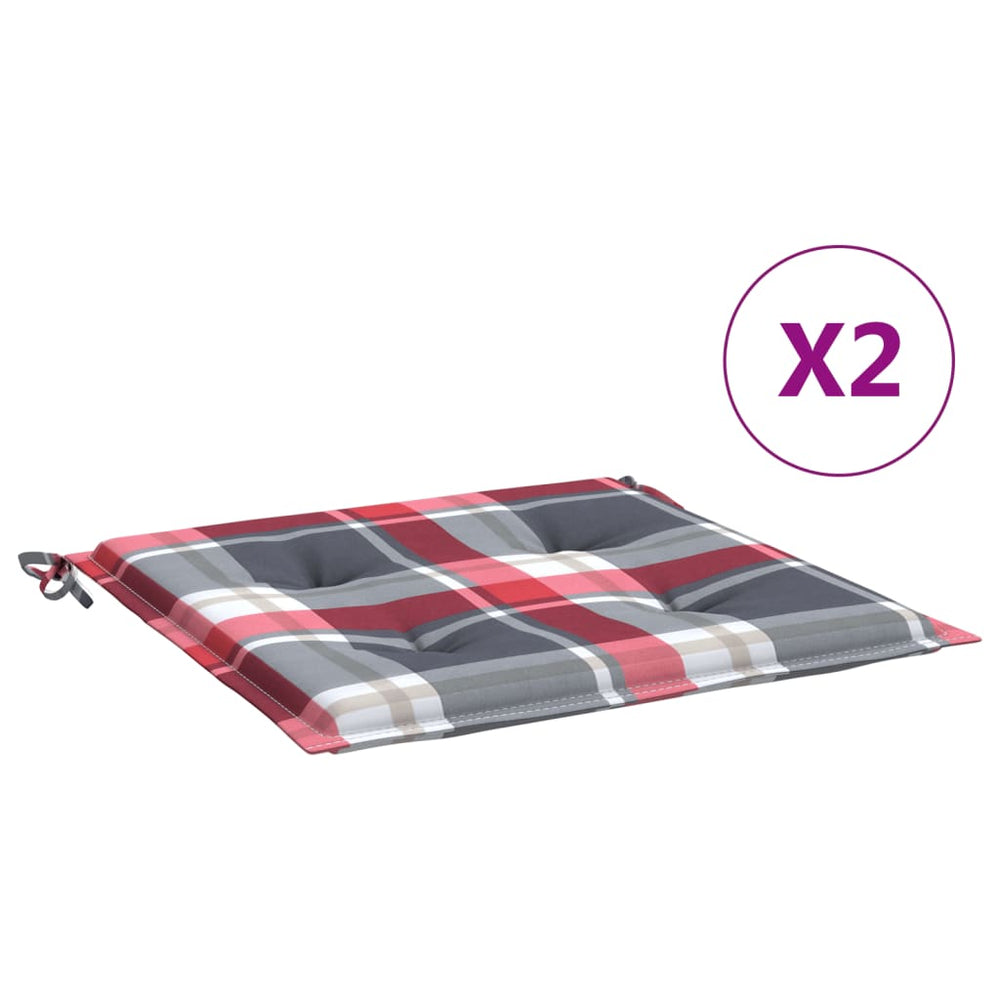 vidaXL Garden Chair Cushions 2 pcs Red Checkered 50x50x4cm Oxford Fabric