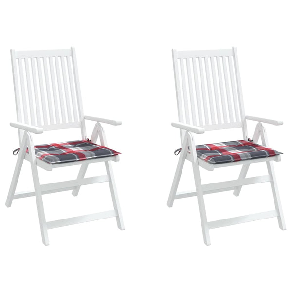Gartenstuhl-Kissen 2Stk. Rot Karomuster 50x50x4cm Oxford-Gewebe
