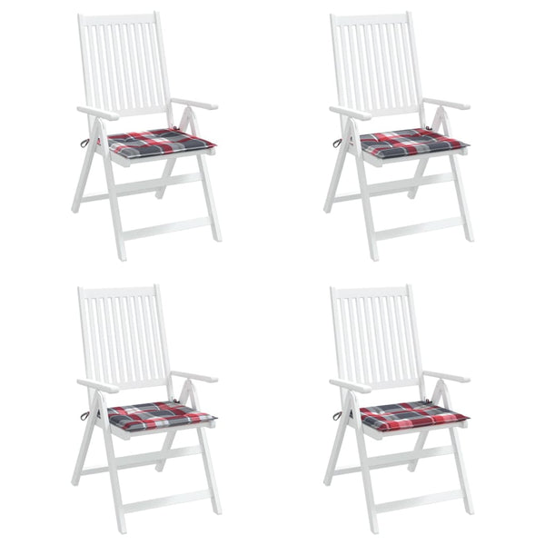 Gartenstuhl-Kissen 4Stk. Rot Karomuster 50x50x4cm Oxford-Gewebe