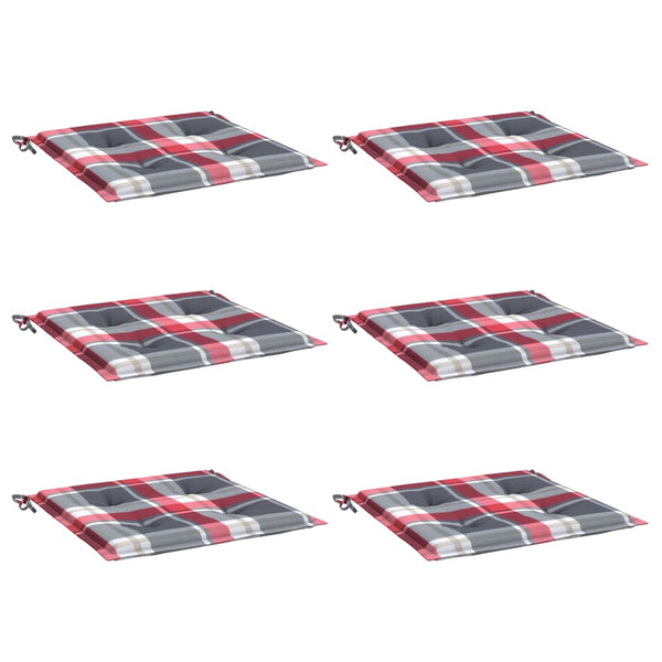 Gartenstuhl-Kissen 6Stk. Rot Karomuster 50x50x4cm Oxford-Gewebe