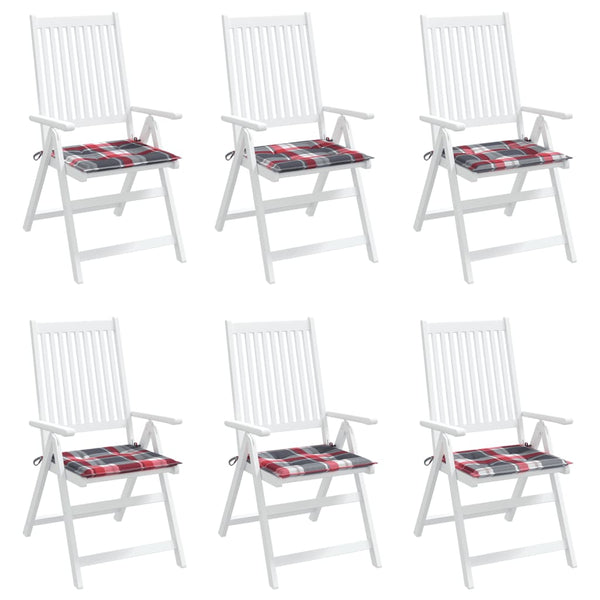Gartenstuhl-Kissen 6Stk. Rot Karomuster 50x50x4cm Oxford-Gewebe