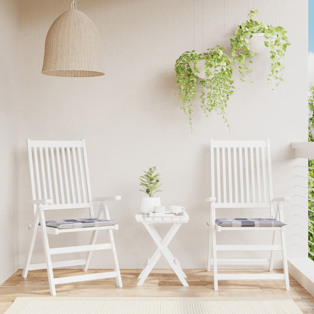 vidaXL Garden Chair Cushions 2 pcs Grey Plaid 50x50x4 cm